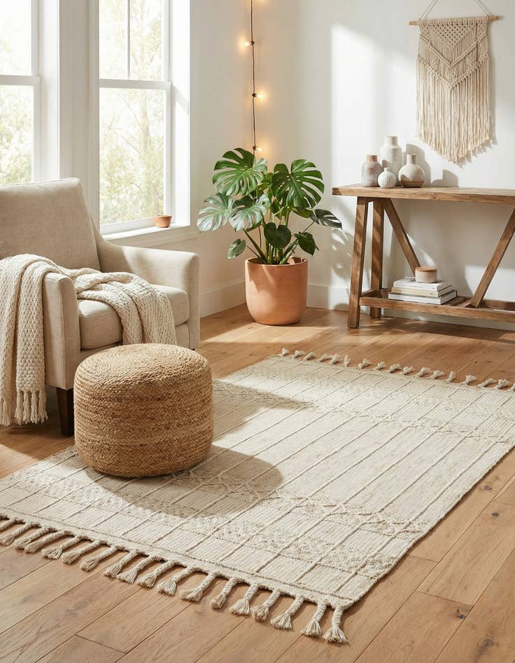 Detail image of 4' 1 x 6' 1  Washable Eco Bohemian Indoor / Outdoor Rug