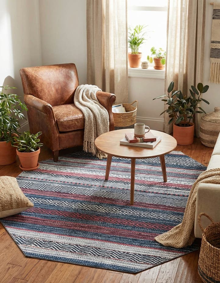 7' 10 x 7' 10 Washable Yara Octagon Rug