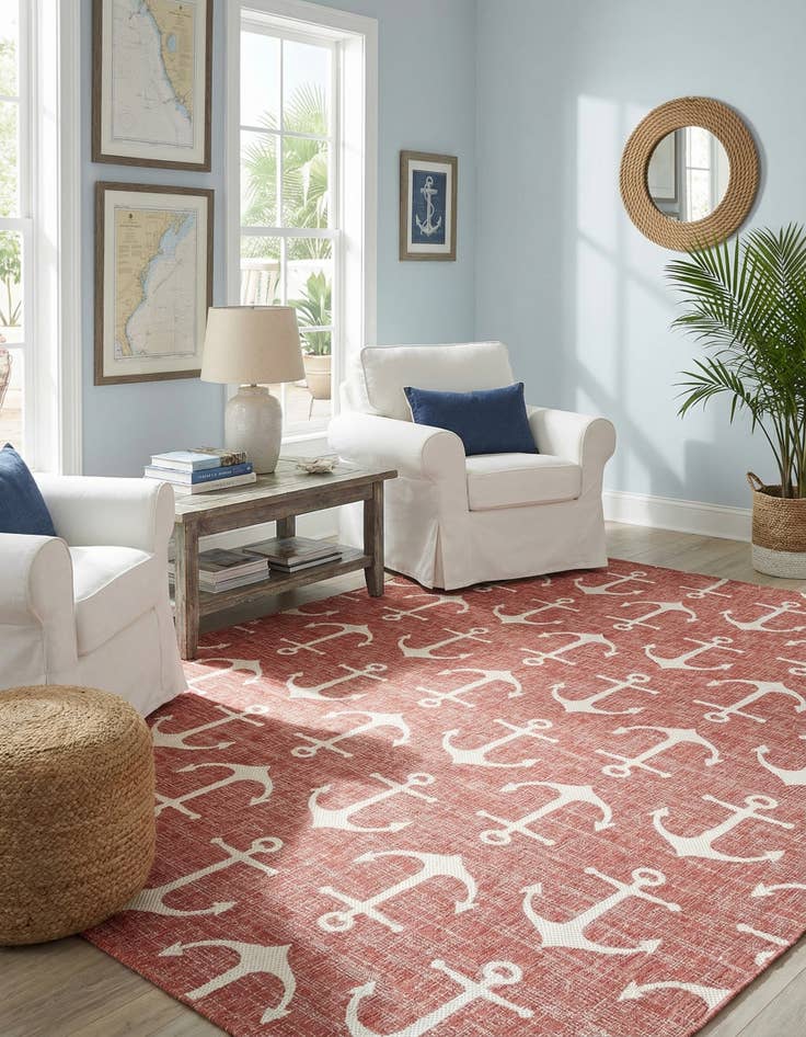 Detail image of 9' x 12'  Washable Coastal Indoor / Outdoor Rug