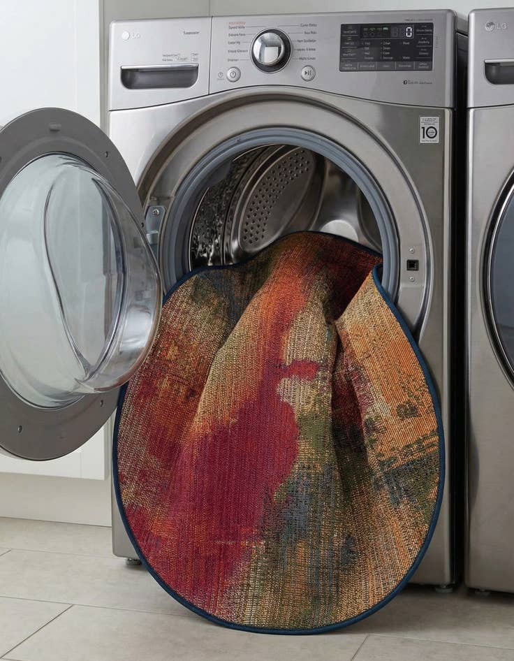 Detail image of 2' 7 x 2' 7  Washable Modern Indoor / Outdoor Round Rug