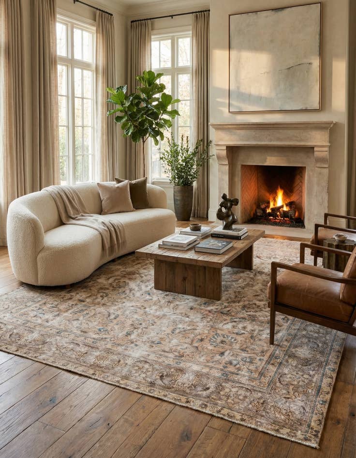 Detail image of 9' 8 x 10' 9  Hand Knotted Ultra Vintage Persian Wool Square Rug