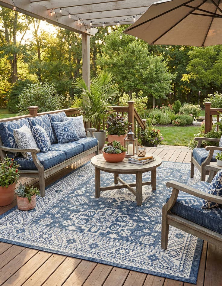 Detail image of  7' x 10'  Washable Aztec Indoor / Outdoor Rug