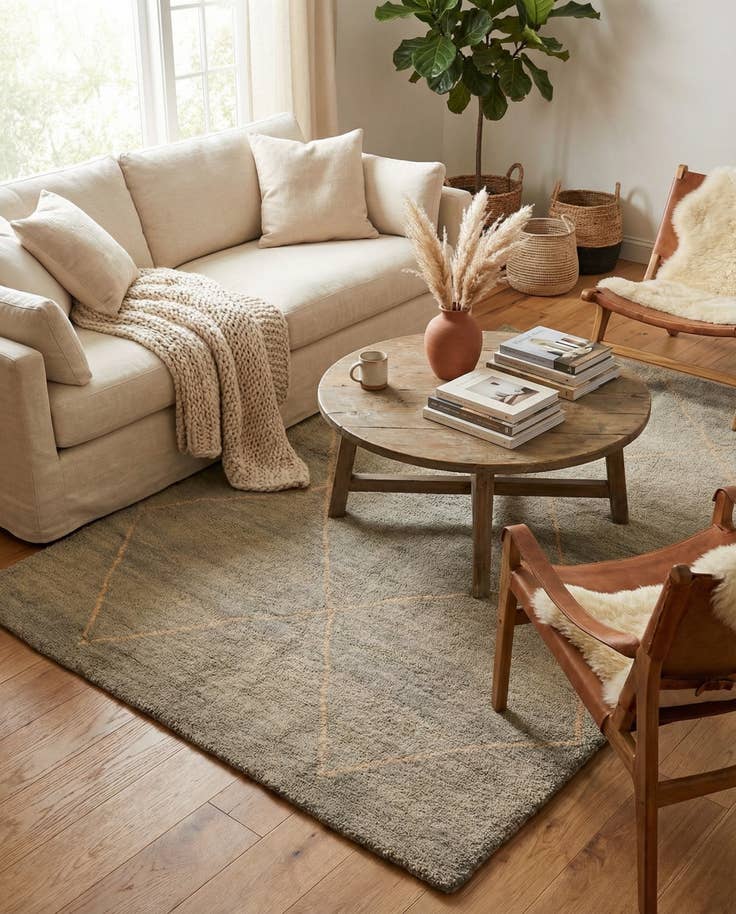 Detail image of 4' 8 x 6' 5 Hand Knotted Moroccan Wool Rug