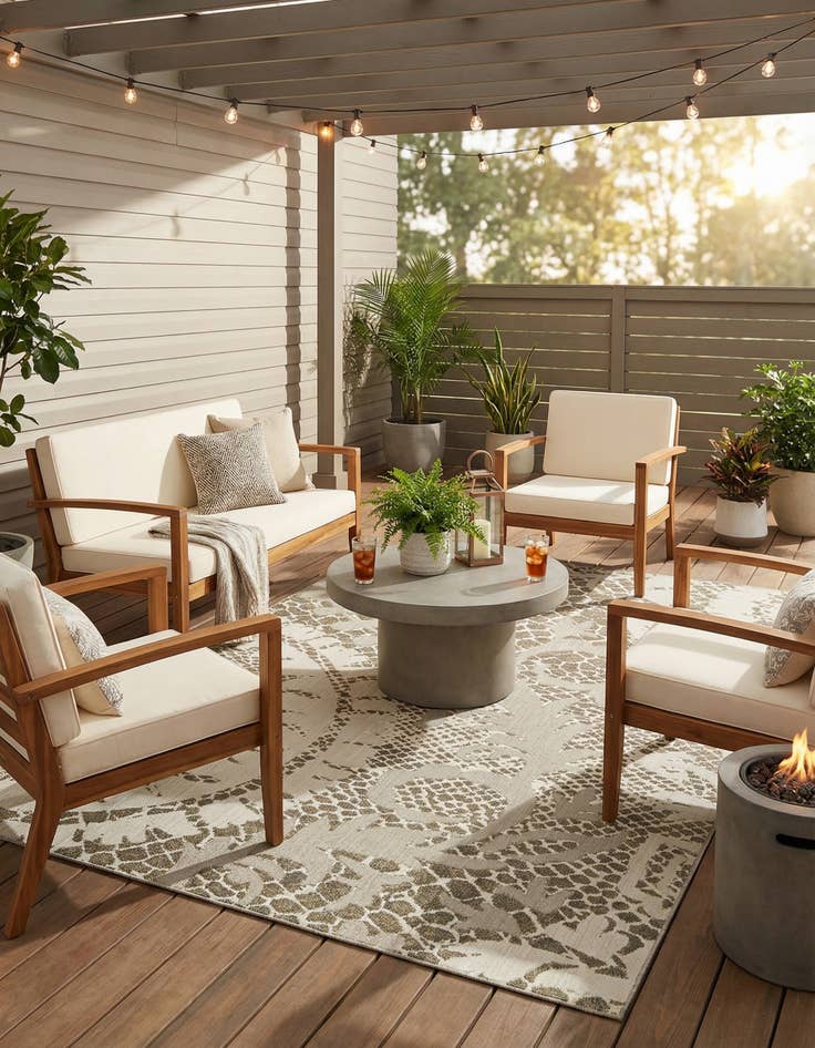 Detail image of 7' x 10'  Washable Modern Indoor / Outdoor Rug