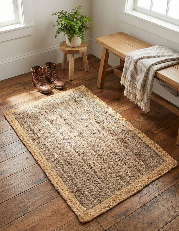 Detail image of 2' x 3' 1  Hand Braided Jute Rug