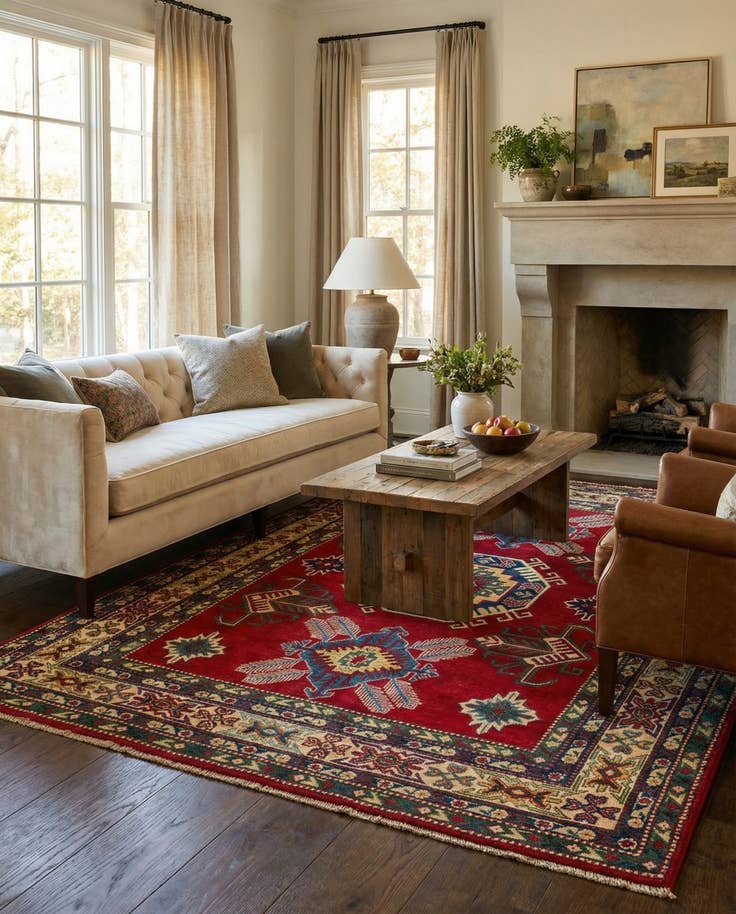 Detail image of 5' 9 x 8' Hand Knotted Kazak Rug