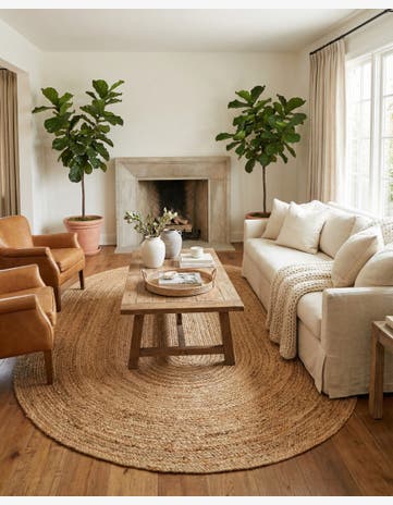 5' 1 x 8' Handmade Braided Jute Luxe Oval Rug