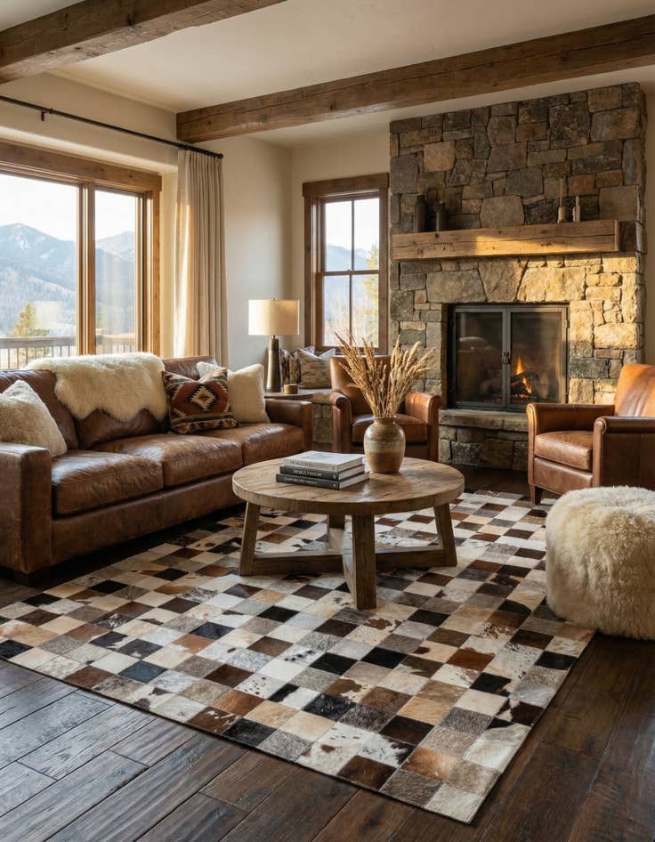 Detail image of 5' 4 x 7' 8 Cowhide Rug