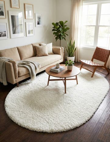 Snow White Everyday Shag Oval Rug