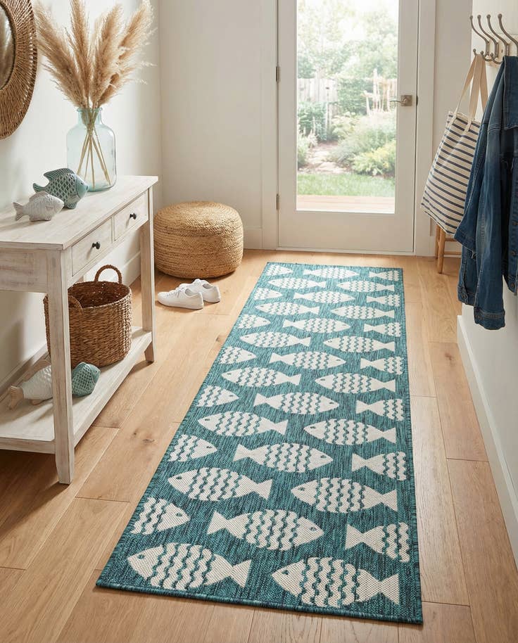 Detail image of 2' x 8' Easy-Clean Coastal Indoor / Outdoor Runner Rug
