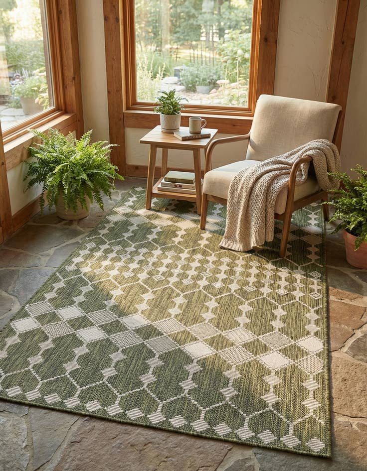 Detail image of 5' 3 x 8'  Washable Trellis Indoor / Outdoor Rug