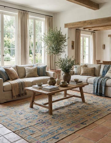 6' 8 x 9' 5 Hand Woven Kilim Suzani Wool Rug