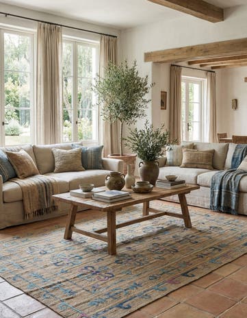 6' 8 x 9' 5 Hand Woven Kilim Suzani Wool Rug