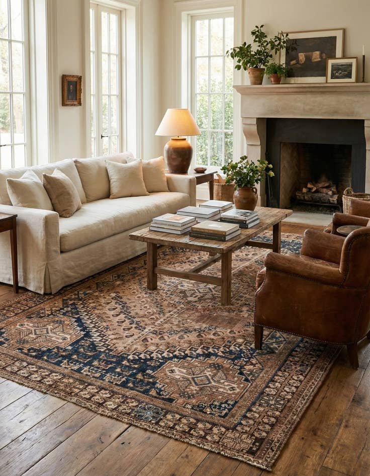 Detail image of 5' 10 x 7' 9 Hand Knotted Ultra Vintage Persian Wool Rug