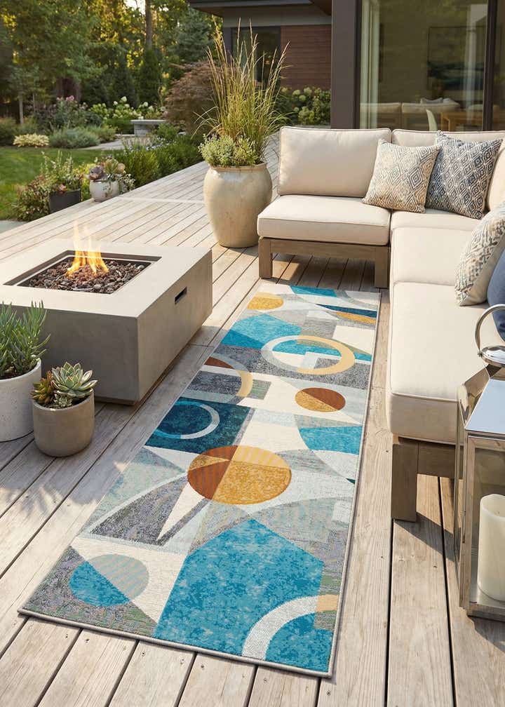 2' 7 x 10' Easy-Clean Modern Indoor / Outdoor Runner Rug