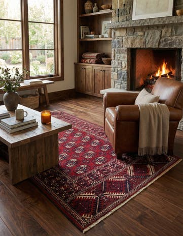 4' 10 x 6' 4 Hand Knotted Afghan Ersari Oriental Wool Rug