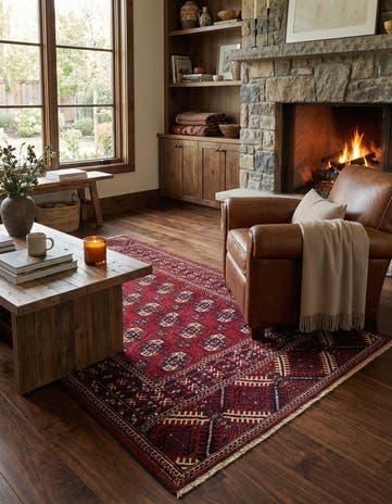 4' 10 x 6' 4 Hand Knotted Afghan Ersari Oriental Wool Rug