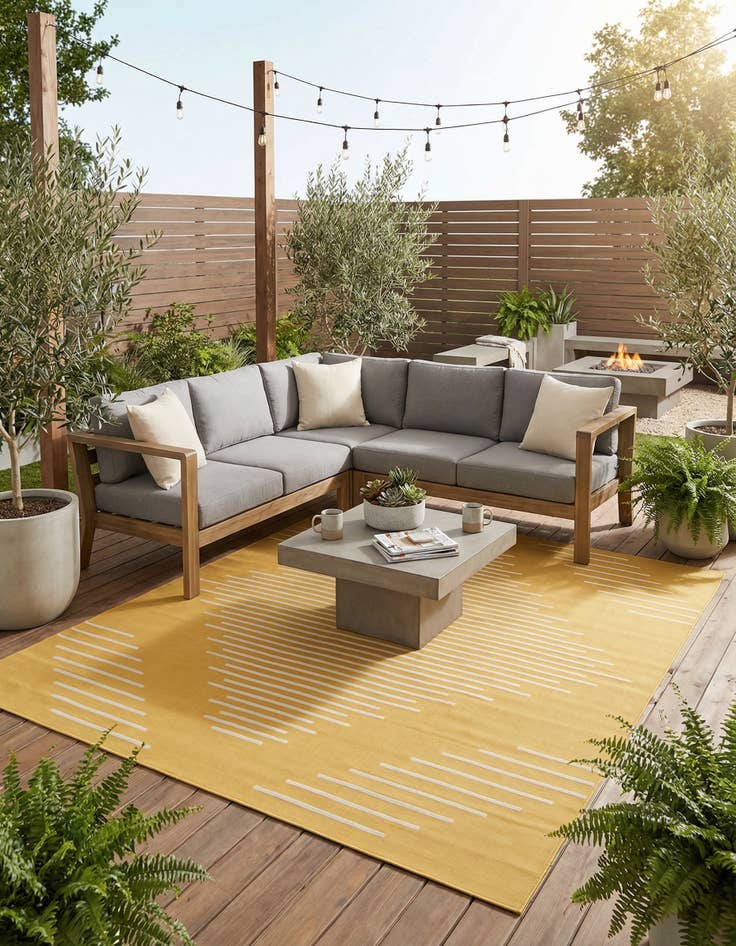 Detail image of 10' 8 x 10' 8 Easy-Clean Modern Indoor / Outdoor Square Rug