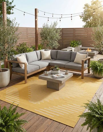 Yellow Easy-Clean Modern Indoor / Outdoor Square Rug