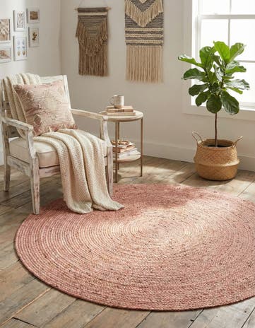 5' 1 x 5' 1 Handmade Braided Jute Round Rug