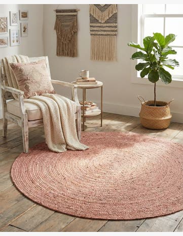 5' 1 x 5' 1 Handmade Braided Jute Round Rug