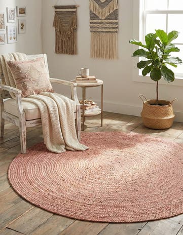5' 1 x 5' 1 Handmade Braided Jute Round Rug