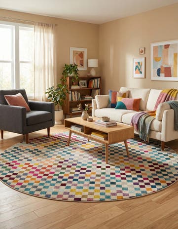 8' x 8' Washable Theia Round Rug