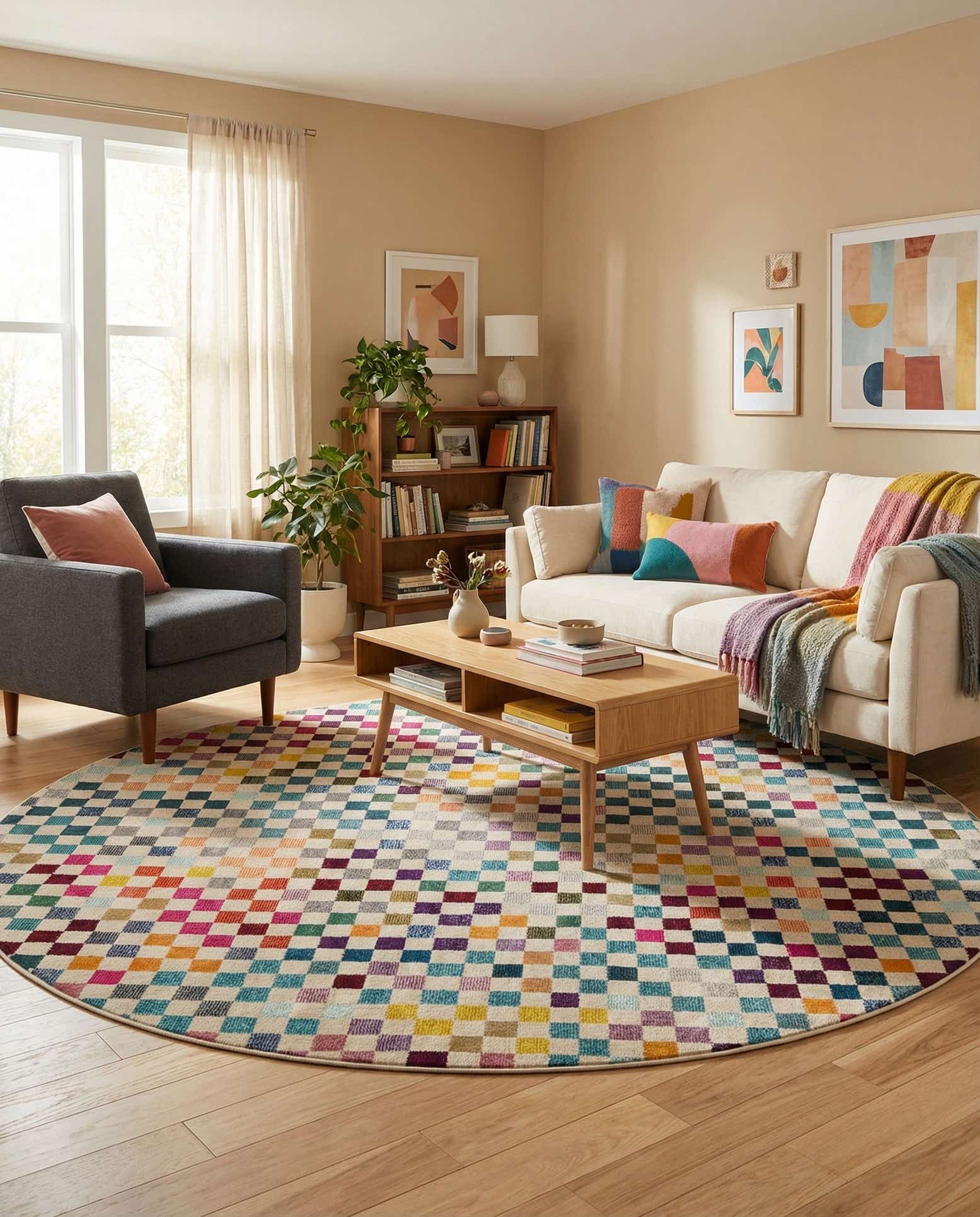 8' x 8' Washable Spectrum Round Rug