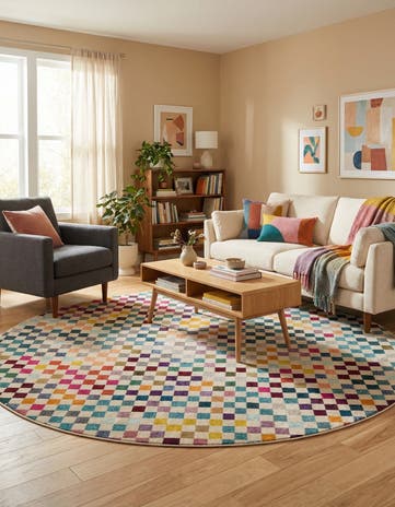 8' x 8' Washable Theia Round Rug