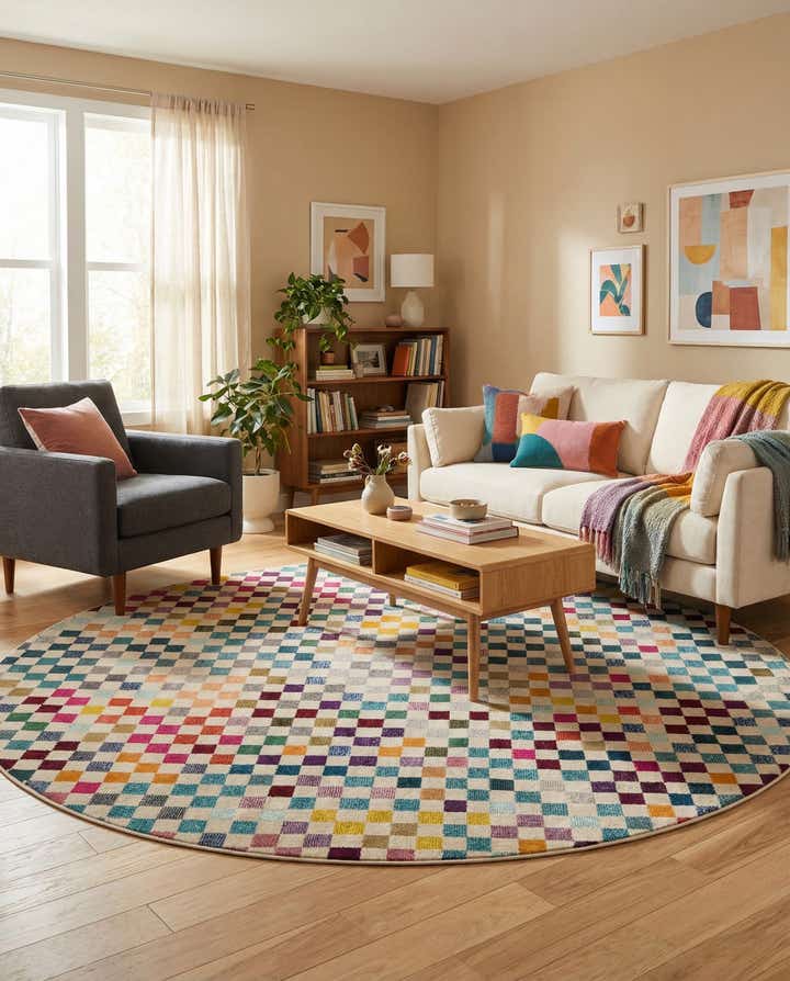 8' x 8' Washable Spectrum Round Rug