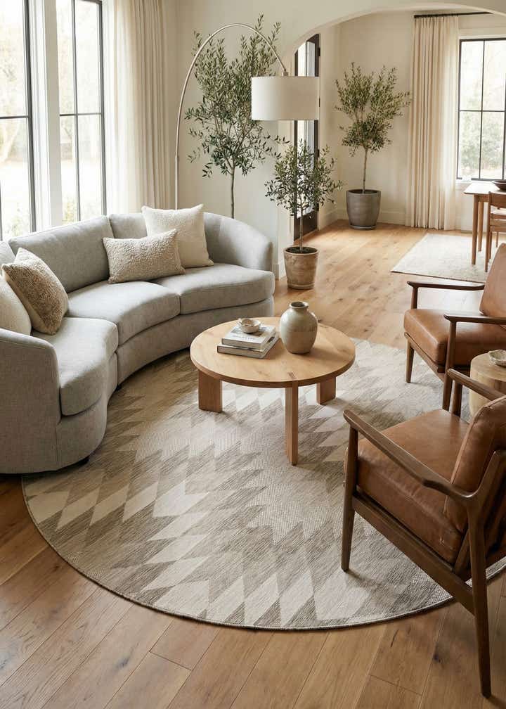 10' x 10' Easy-Clean Modern Indoor / Outdoor Round Rug