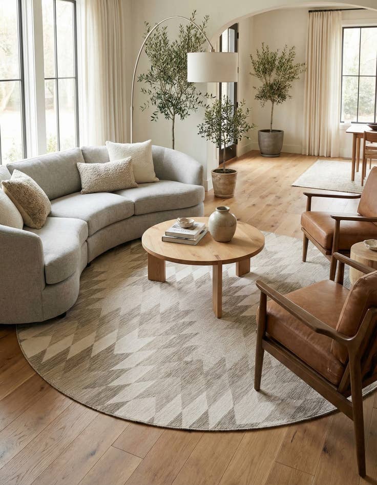 Detail image of 10' x 10'  Washable Modern Indoor / Outdoor Round Rug