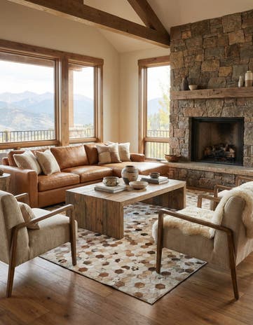 5' 1 x 8' 2 Cowhide Leather Rug