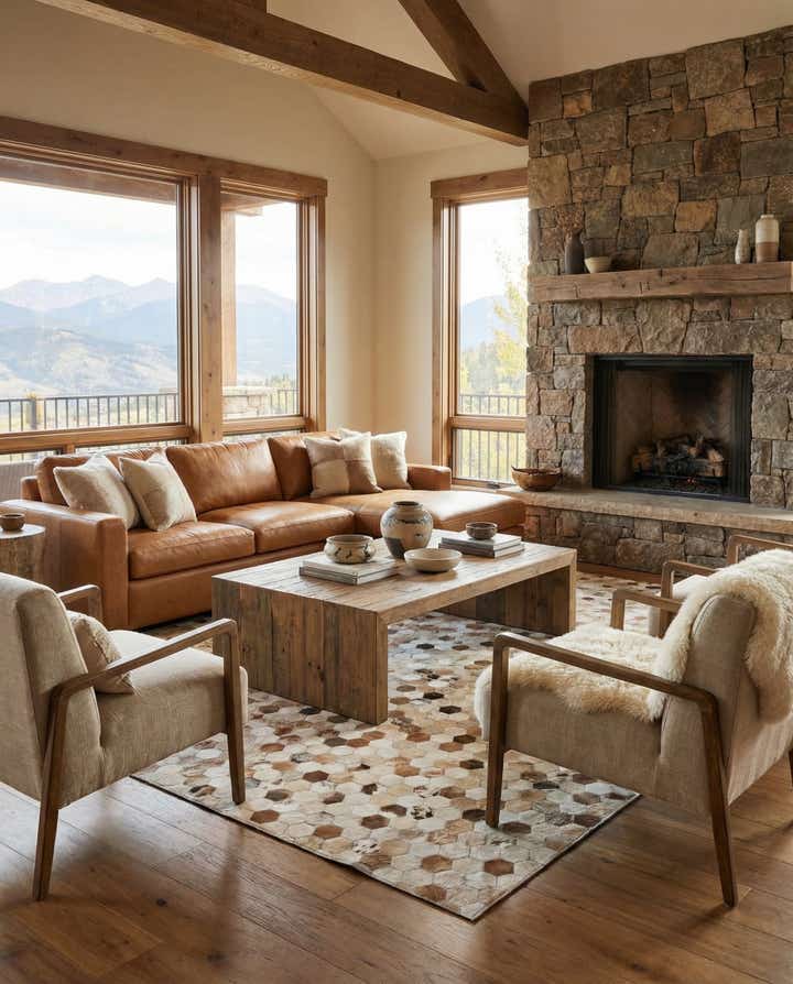 5' 1 x 8' 2 Cowhide Leather Rug