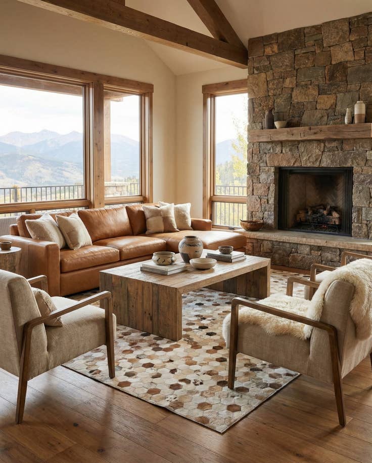 Detail image of 5' 1 x 8' 2 Cowhide Leather Rug