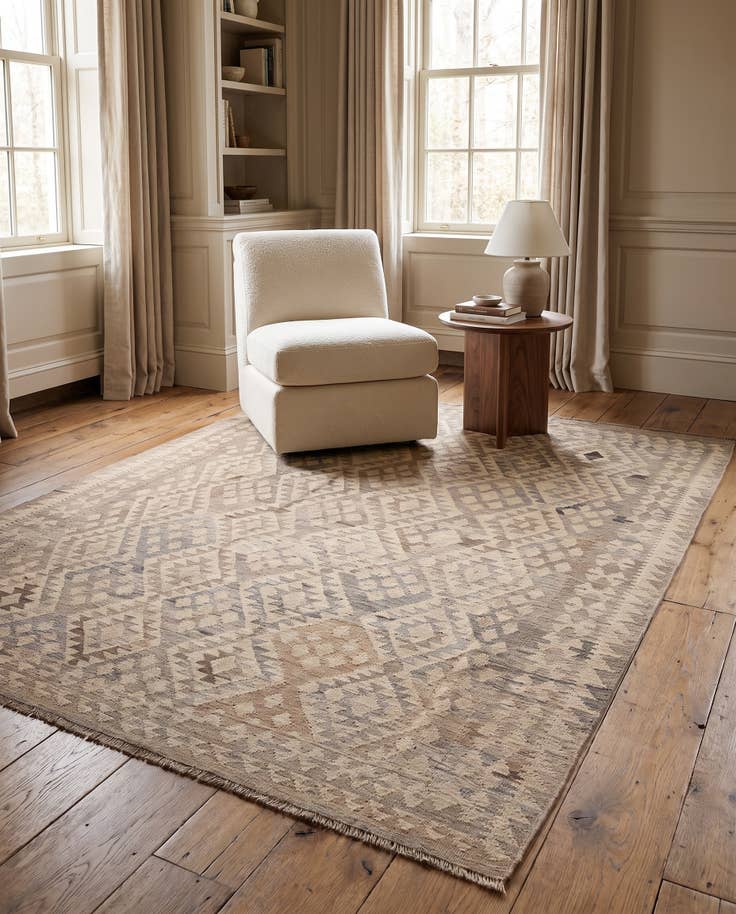 Detailansicht von 195cm x 245cm Handgewebt Kilim Maymana Wolle Teppich