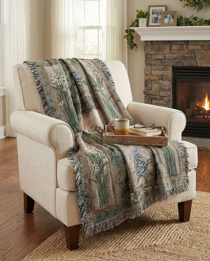 4' 6 x 6' Garden Maze Throw Blanket