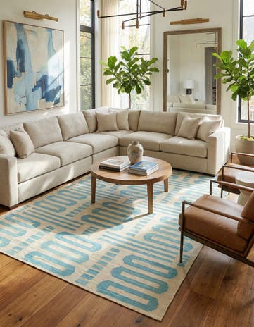 6' 7 x 9' 9 Hand Woven Kilim Modern Wool Rug