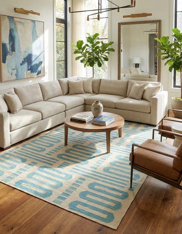 6' 7 x 9' 9 Hand Woven Kilim Modern Wool Rug