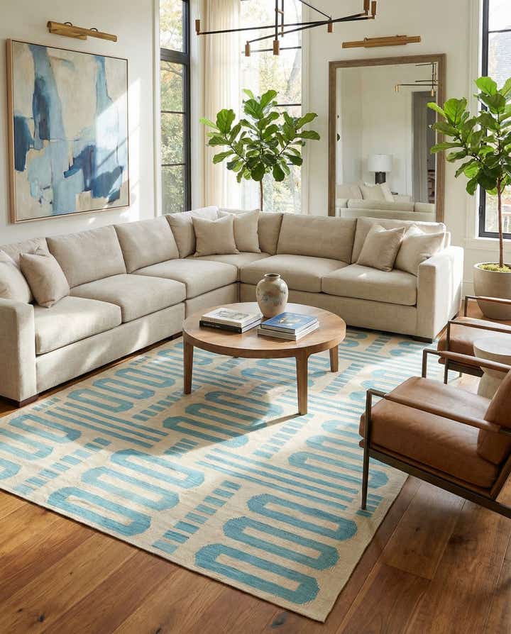 6' 7 x 9' 9 Hand Woven Kilim Modern Wool Rug