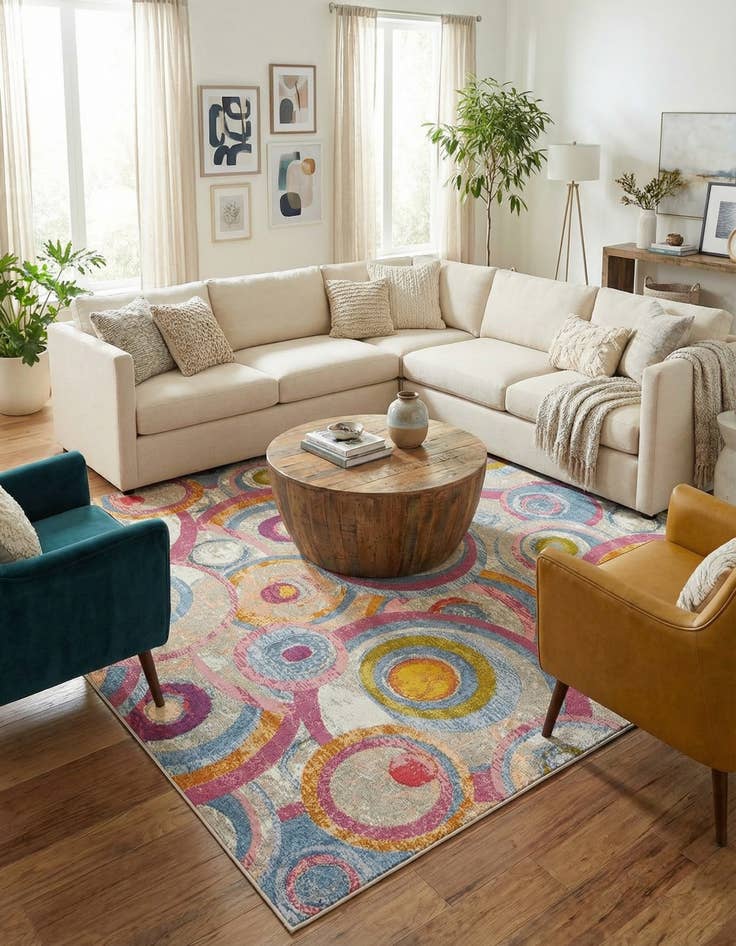 Detail image of  10' x 10'  Washable Modern Indoor / Outdoor Square Rug