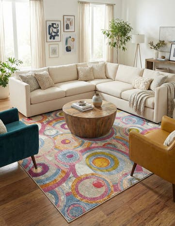 10' x 10' Easy-Clean Modern Indoor / Outdoor Square Rug
