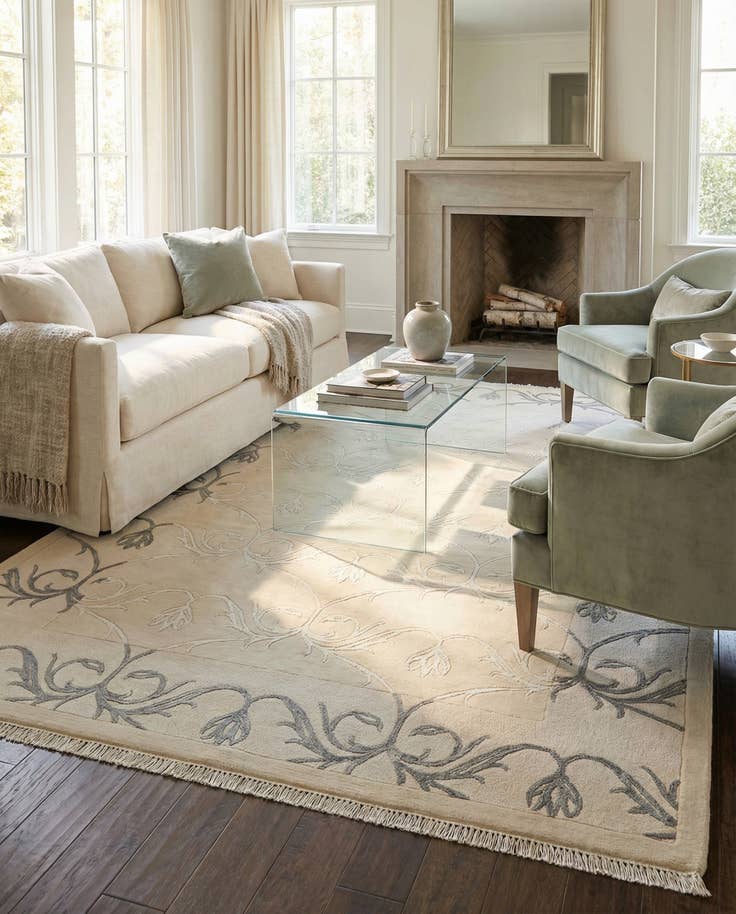 Detail image of 4' 9 x 6' 8 Hand Knotted Darya Wool Rug