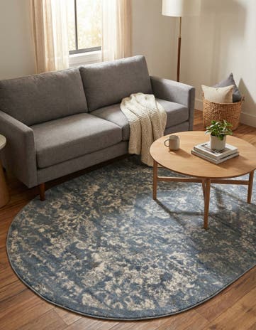Blue Oregon Oval Rug