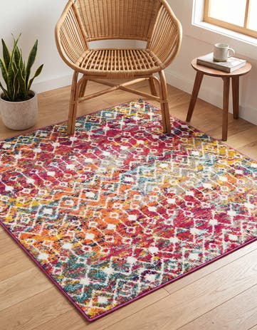 4' x 4' Moroccan Trellis Square Rug