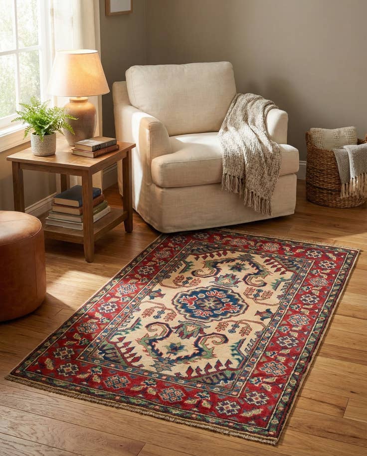 Detail image of 2' 7 x 4' 2 Hand Knotted Kazak Rug