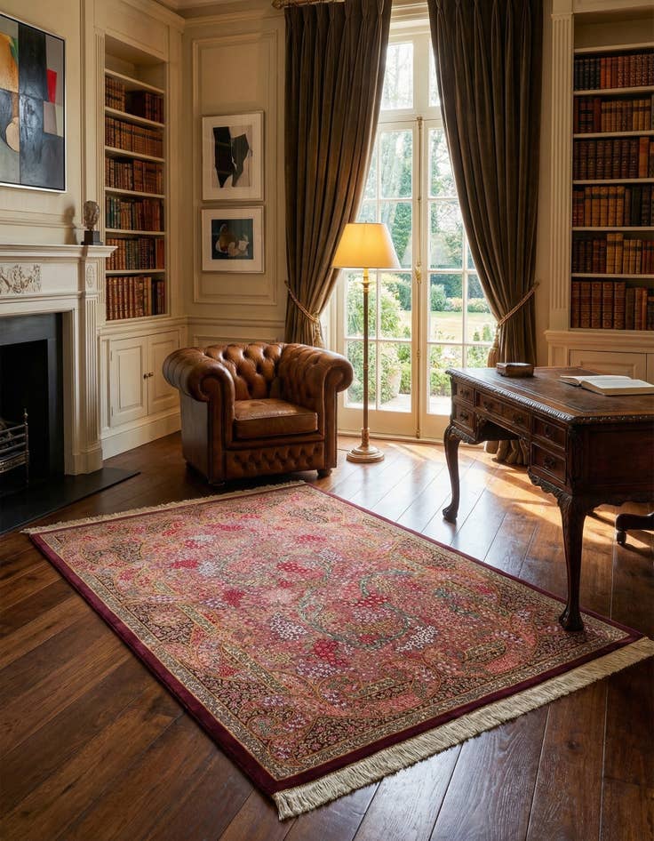 Detail image of  3' 3 x 4' 9 Ghom Silk Rug