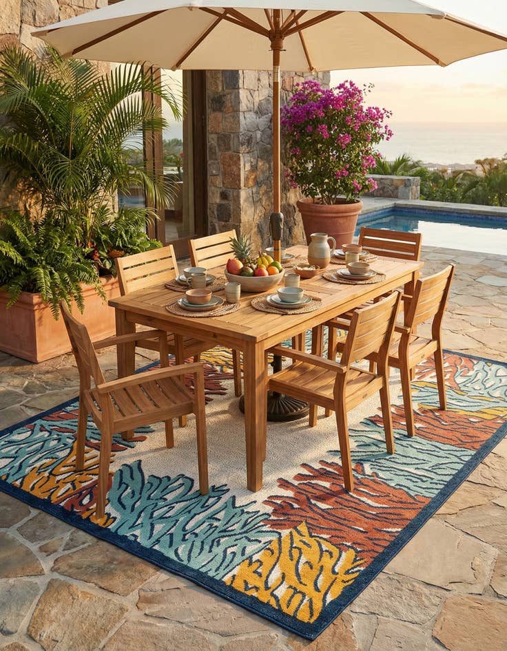 Detail image of 7' 10 x 10'  Washable Belize Indoor / Outdoor Rug