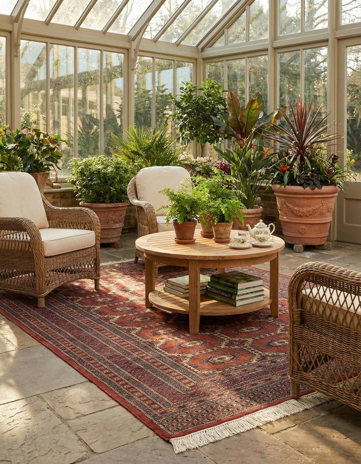 Detail image of 4' 1 x 6' 5  Hand Knotted Bokhara Oriental Wool Rug