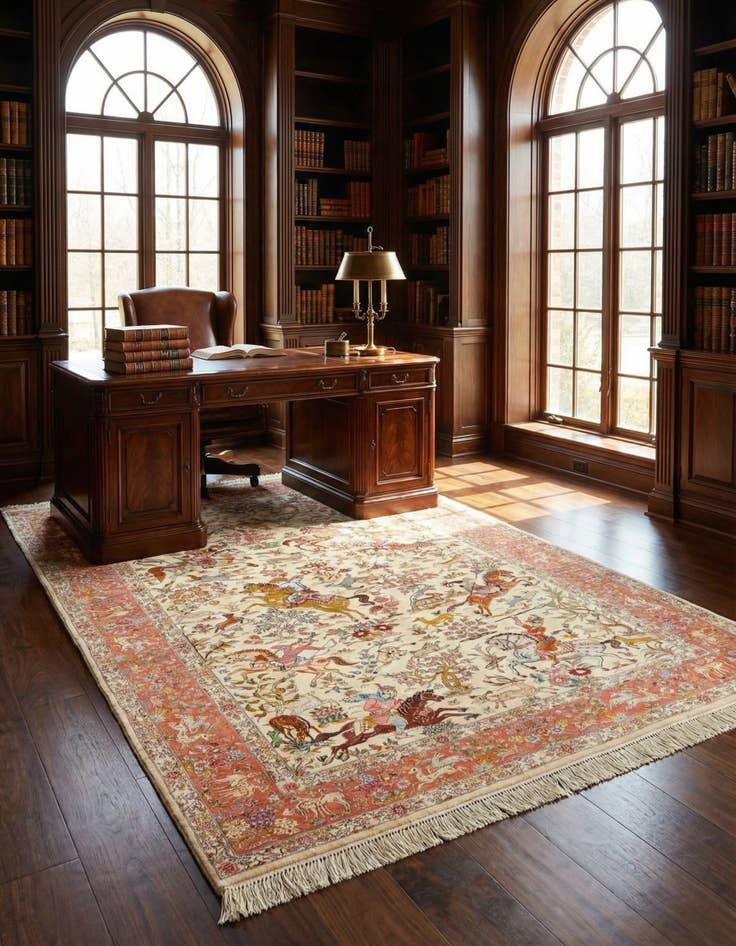 Detail image of 4' 3 x 6' 6 Ghom Silk Rug